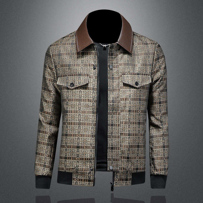 American European Trendy Brand Lapel Jacket Men's Spring And Autumn New Slim-Fit Light Luxury Fashionable High-Quality Coat Luanyun