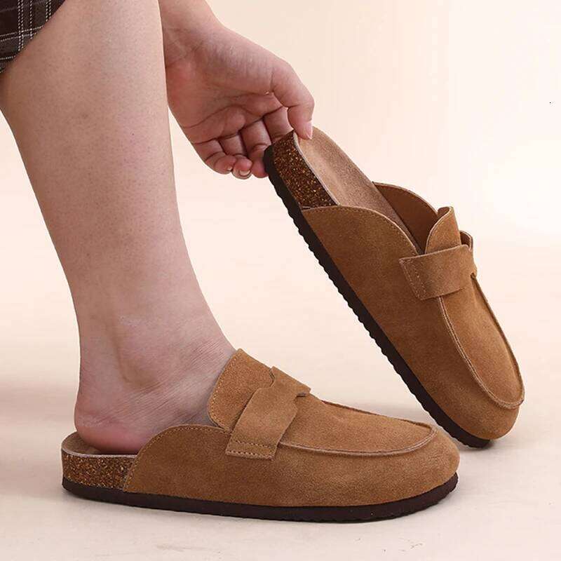 Kidmi New Women's Comfortable Cork Sole Genuine Cow Suede Clogs Indoor And Outdoor Potato Shoes Popular Beach Slippers