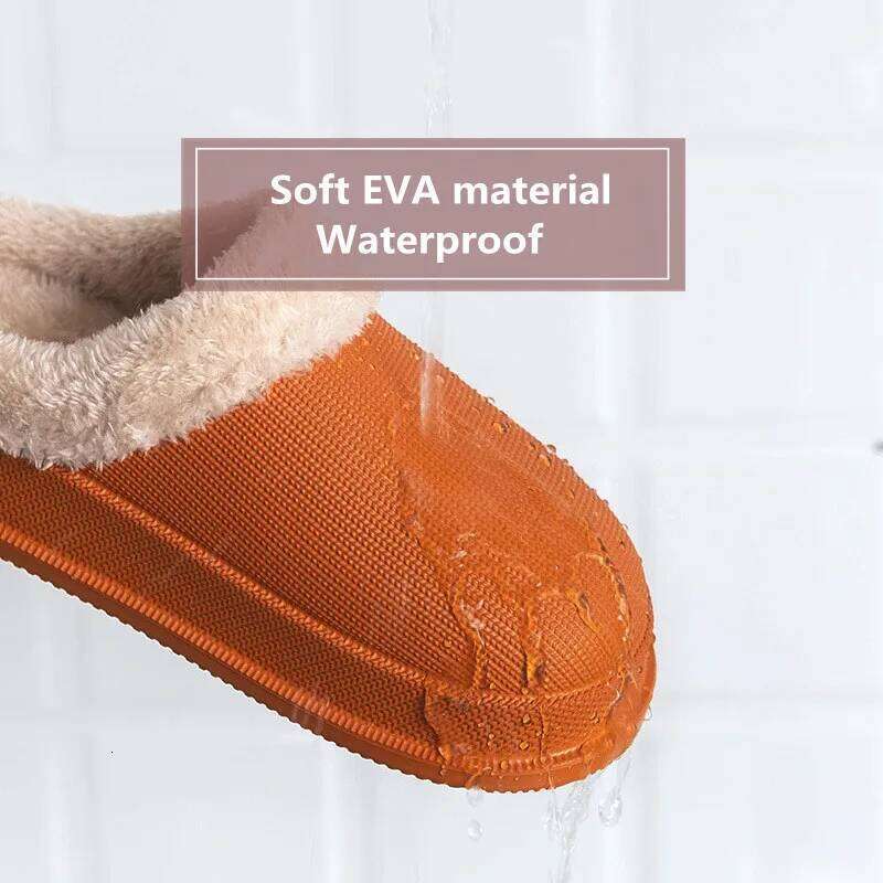 Women House EVA Warm Fur Winter Indoor Shoes Lovers Plush Home Floor Slides Female Male Kitchen Work Slippers