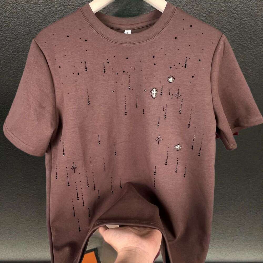 Men's T-Shirt, Brand, Short-Sleeved, Star-Patterned, Round-Neck, Cross-Print, Slim-Fit, Youth Fashion, Casual, Trendy Short-Sleeve