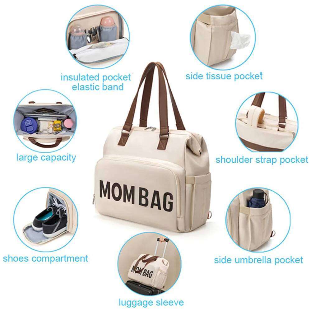 New Fashion Mommy Backpack for Outdoor Travel Baby Care Large Capacity Multifunctional Diaper Bag Nappy Organize Stroller Z260304