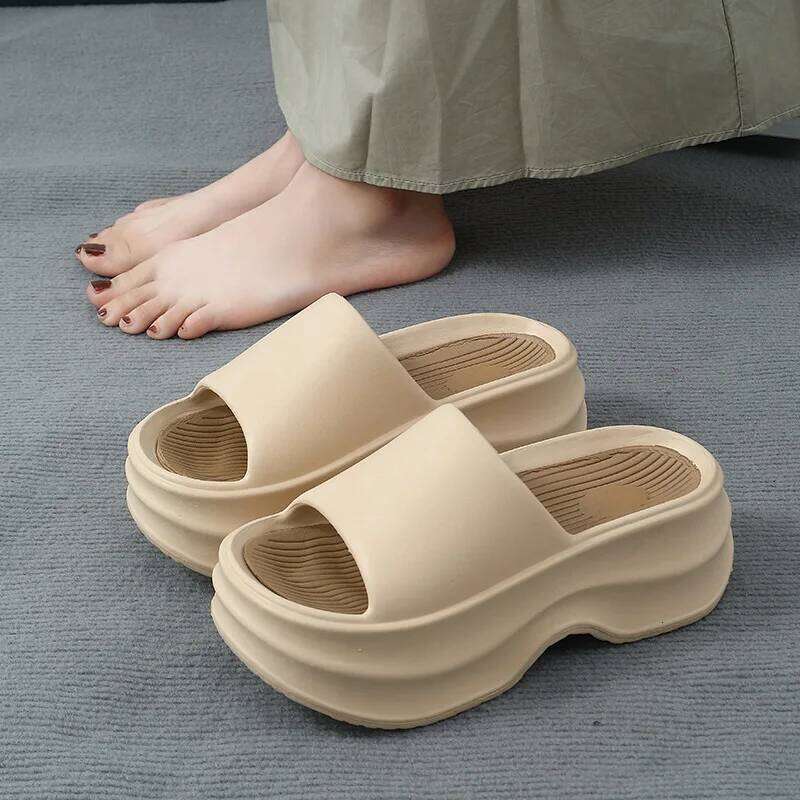 Kidmi Summer Women's Platform Heels Beach Slippers Fashion Flat Sandals Outdoor Soft Cloud Home Shoes For Women