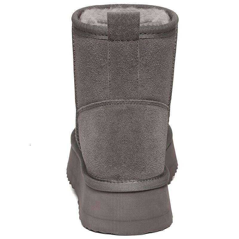 Kidmi Women's Mini Mid-calf Thick-bottomed Snow with Fur Lined Suede Boots Comfortable Winter Womens Warm Shoes