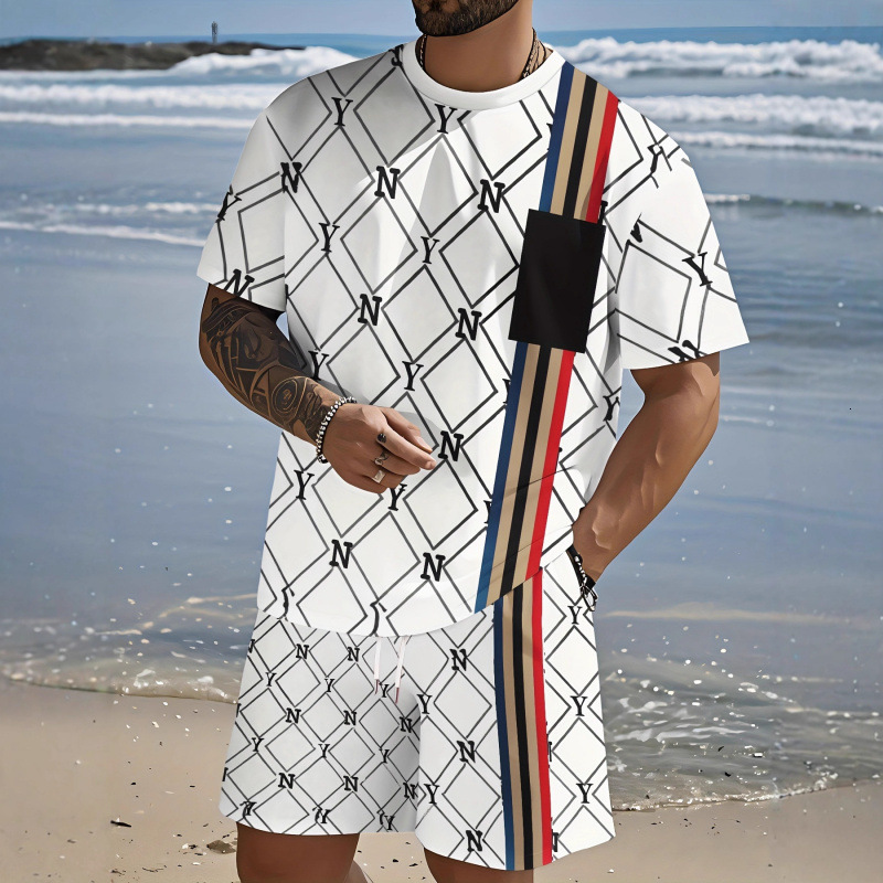 2026 New Designer Luxury Brand Printed T-shirt Outdoor Sports Men's Shorts With Letter Printed Men's Short Sleeves And Shorts Set