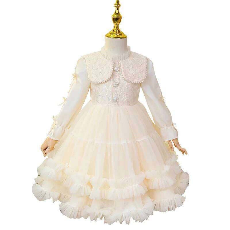 2025Girls Spring Autumn Winter New High-end Puffy Bow Princess Dress Z260304