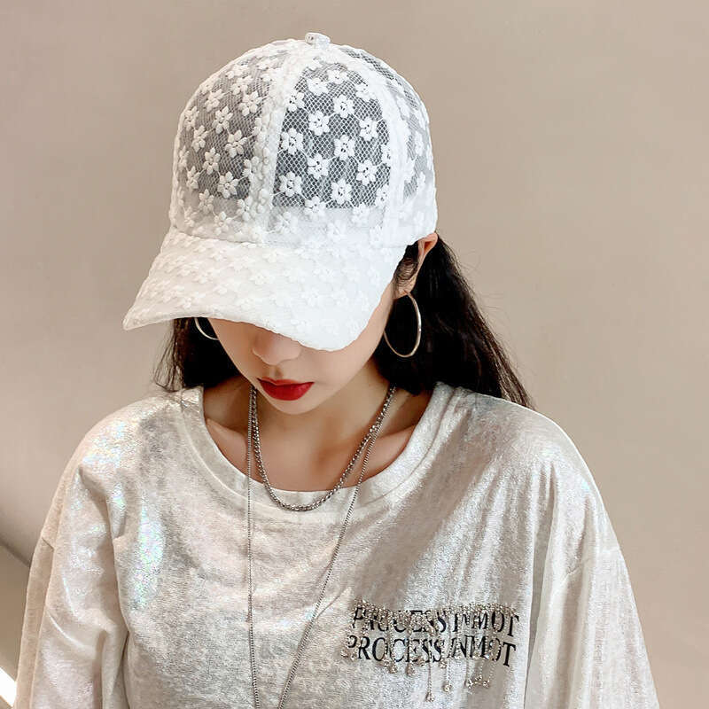 Simple baseball sun protection hat Summer lace floral breathable cap Trendy version Accessory for City Walk & Coffee Date