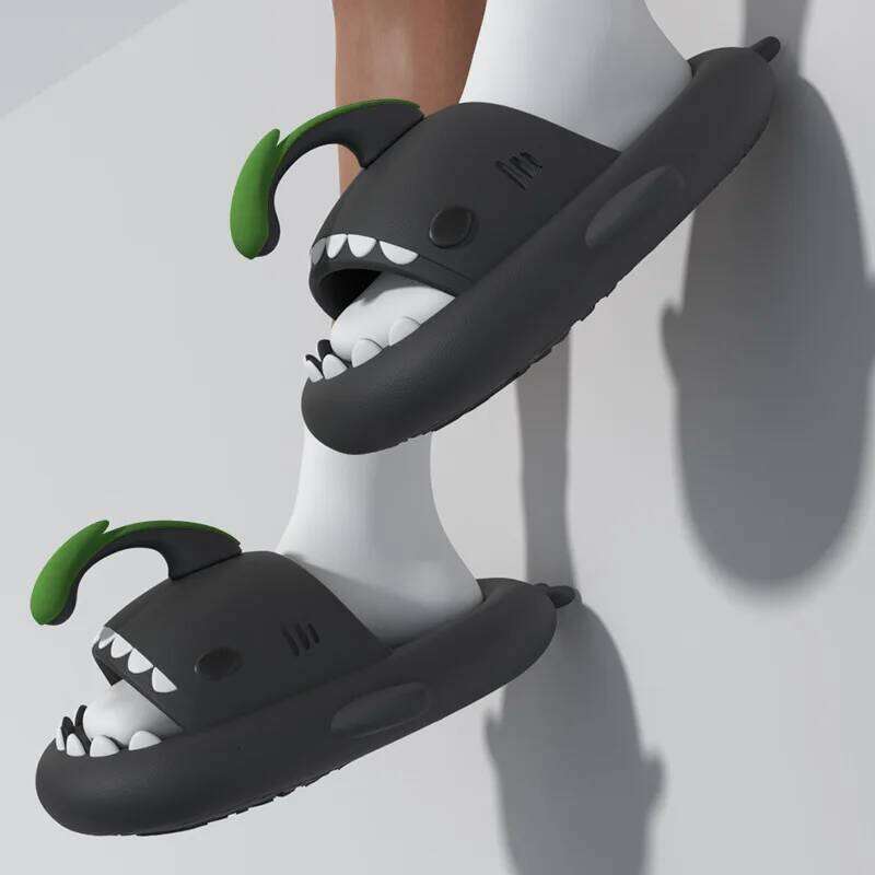 4cm Thick Sole Shark Slippers For Women Men Indoor Beach Slides Cute DIY Night Glowing Lantern Couples Summer Street Sandals