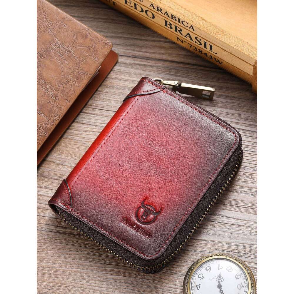 BULLCAPTAIN Men RFID Blocking Bifold Wallet Genuine Leather Holder Wallets with 11 Card Slots C260304