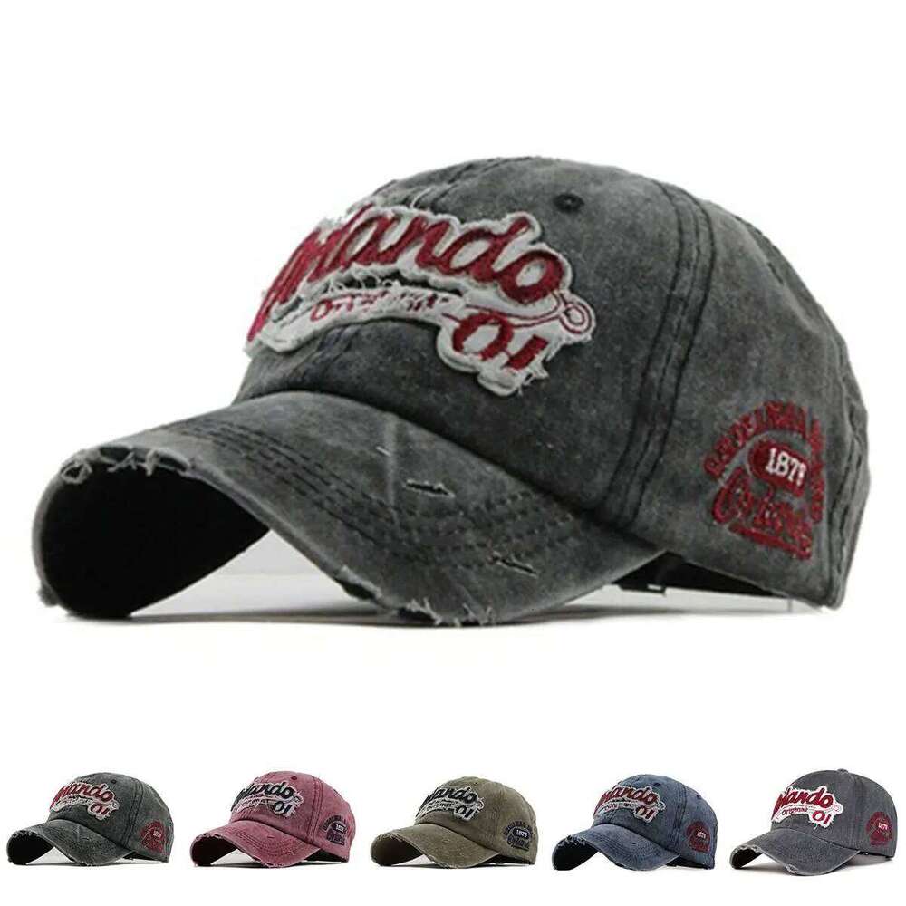 Spring Autumn/Summer Broken Hole Baseball Retro Men's and Women's Alphabet Embroidered Duck Tongue Hat Y260304