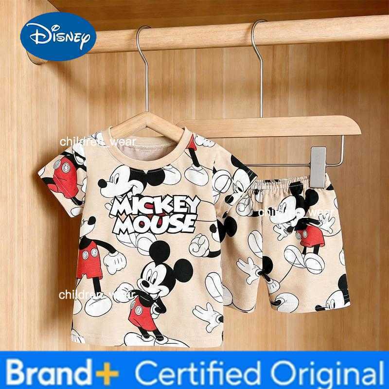 Disney Boys Girls Costume Mickey Mouse TShirtShorts Two Piece Set Summer New Cartoon Tees Loose Shorts Kids Thin Tracksuits H260305