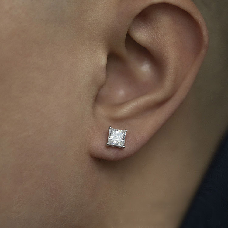 Luxury Cubic Zirconia Earrings for Women Men 18K White Gold Silver Plated Four-Prong Square CZ Crystal Earrings Sparkling Diamond Earring Fine Wedding - view 9