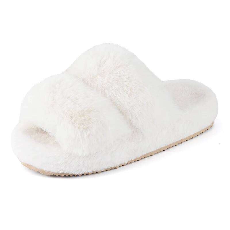 Kidmi PoP Classic Fuzzy Fluffy Winter Women Indoor Short Plush House Slippers Antiskid Flat Lady Slipper