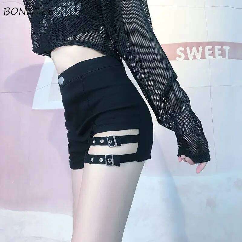 Shorts Women Hollow Out Perforated Solid Skinny High Waist Korean Style Classic Jazz K-pop Hot Girls Streetwear Chic Punk Grunge XJ260305