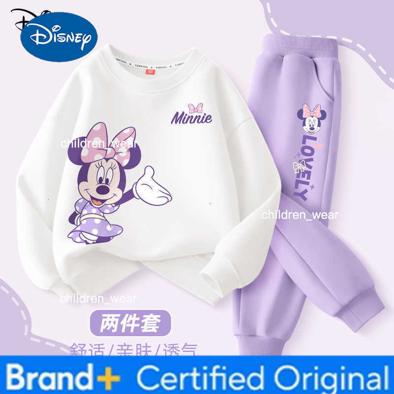 Disney Autumn Baby Girls Minnie Printed Clothes Set Kid Girl Sweatshirts Pullover Top and Pants 2pcs Suit Children Tracksuits H260305