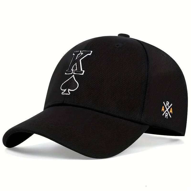 Unisex Spades K Embroidery Baseball Caps Outdoor Adjustable Spring and Autumn Casual Sunscreen Hat Y260304