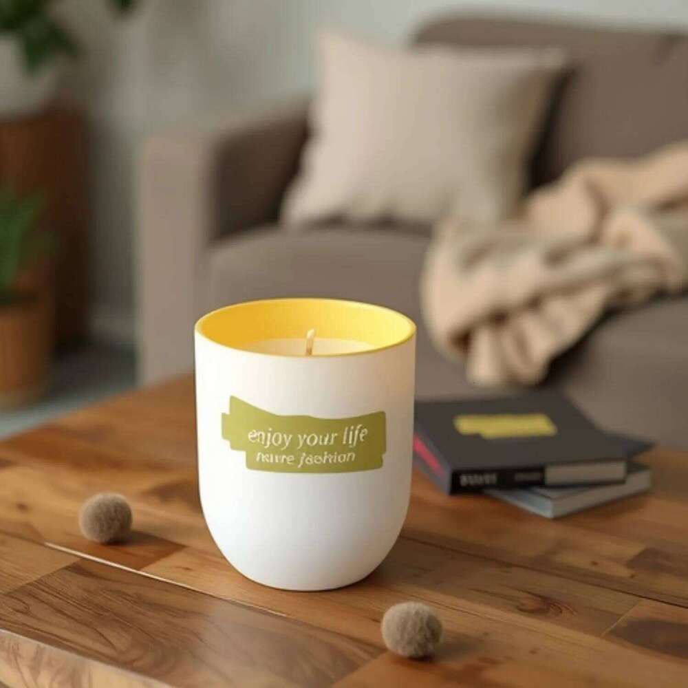 1pc Large Scented Candle in Curved Bottom Colorful Cup - Trendy Long Lasting Smokeless, Aromatic Home Decor for Bedroom Bathroom W260304 W260305