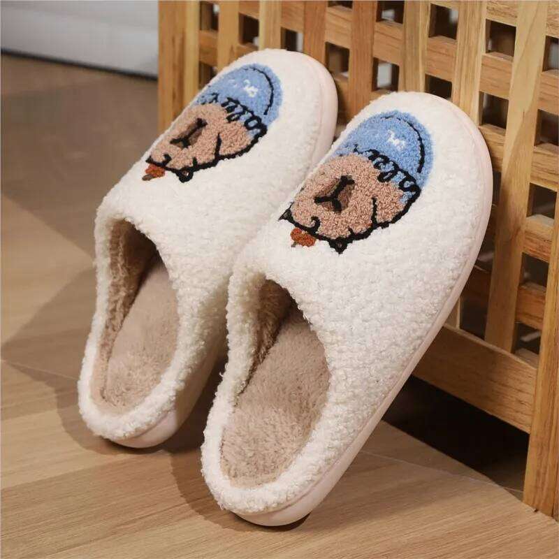Kidmi Women Popular Winter Warm Non-slip Plush Cotton Comfortable House Slides Unisex Slippers