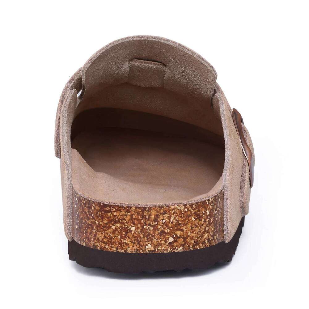 Kidmi Women's Genuine Suede Soft Footbed Leather Potato Shoes Comfort Slip On Clogs with Arch Support Fashion Home Slipper