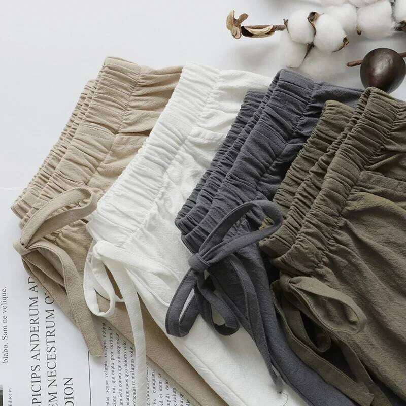 Cotton Linen Women's Sports Summer Solid High Waist Black Shorts Women Fashion Casual Basic Short Pants XJ260305