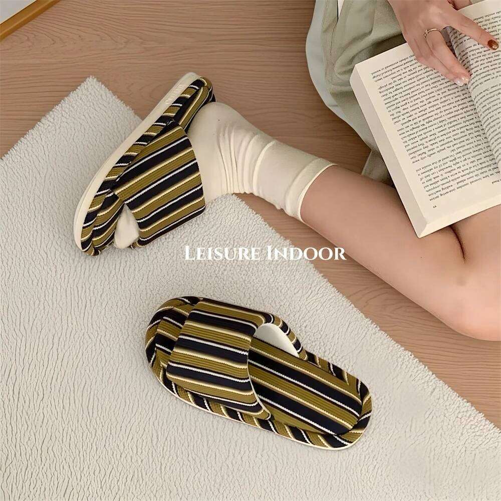 Korean Brief Cotton Linen Slippers For Women Men Shoes Anti-slip Striped Style Couples Home House Floor Slides