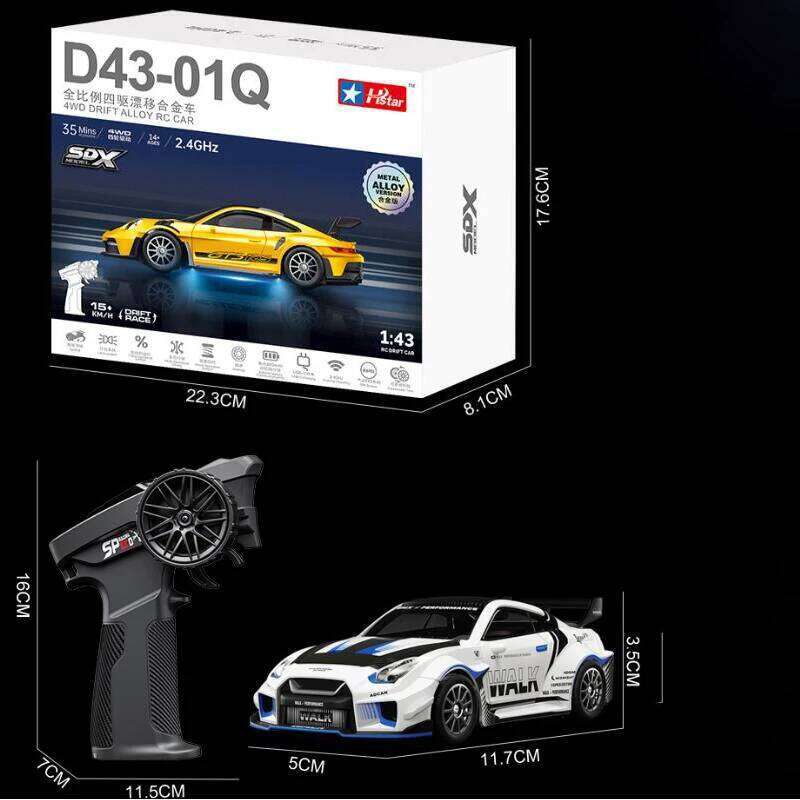 New Product 1:43rc 4wd Drift With Gyro Alloy Remote Control Car Toy Gift For Children Boys Christmas Halloween Gifts Z260304