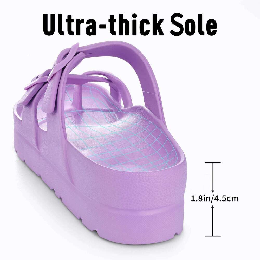 Kidmi Pillow for Men Thick Sole Adjustable Buckles EVA Flat Summer Women Nonslip Cloud Sandals