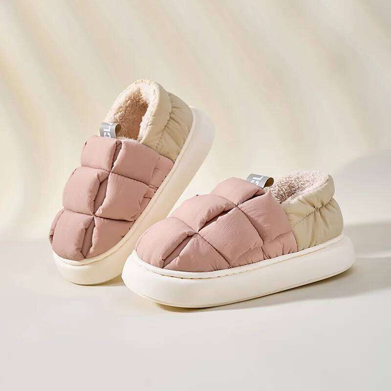 Kidmi Winter Fur Women Fashion Outdoor Waterproof House For Men With Padded Shoes Indoor Fluffy Cotton Slippers