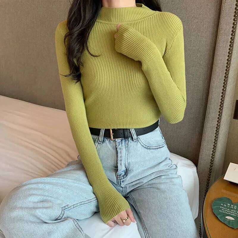 Women Half Turtleneck Pullovers Sweaters Full Sleeve Short Slim-fit tight Chic Jumper XJ260305