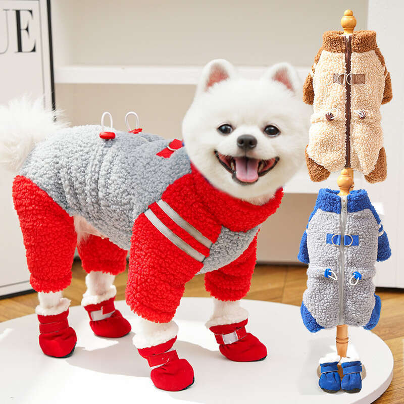 Famous brand Trendy Brand Clothes for Cats Autumn and Winter Thickened Four Legged Jacket Double Sided Fleece Zipper Pet Dog Hairless Cat Supplies pup