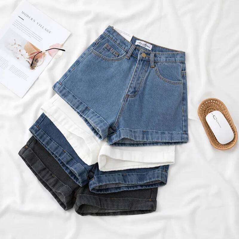 Women Oversize 5xl High Waist Denim Shorts Korean Streetwear Casual Cuffs Jean Short Summer Thin Vintage Baggy Pantalones Cortos XJ260305