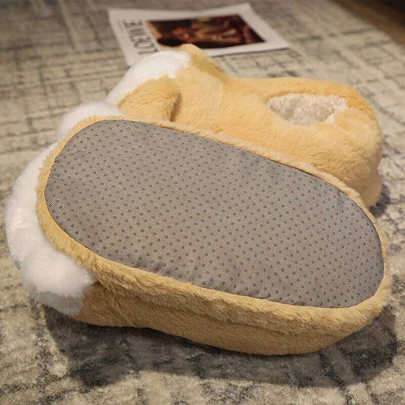 Funny Slippers Women Cute Rabbit Husky Shoes Indoor Home Warm Plush Soft Sole Girl Cartoon Hamster Flurry Winter Footwear