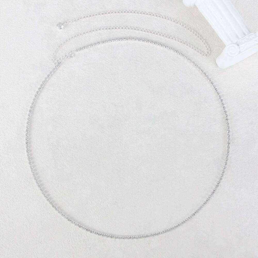 Fashionable Single Layer Minimalist Style Rhinestone Waist Sandy Beach Women's Body Chain Jewelry S260304