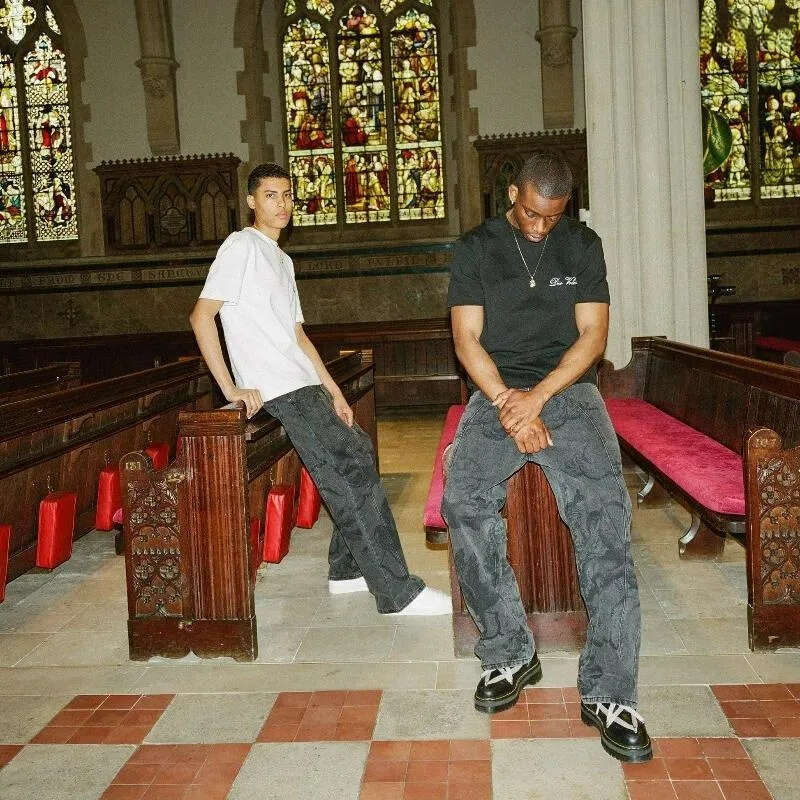 Men's Jeans Vintage Baggy Angel Cupid Pattern Men Women Trousers High Street Hip Hop Streetwear Unisex Casual Straight Leg Men's Clothing
