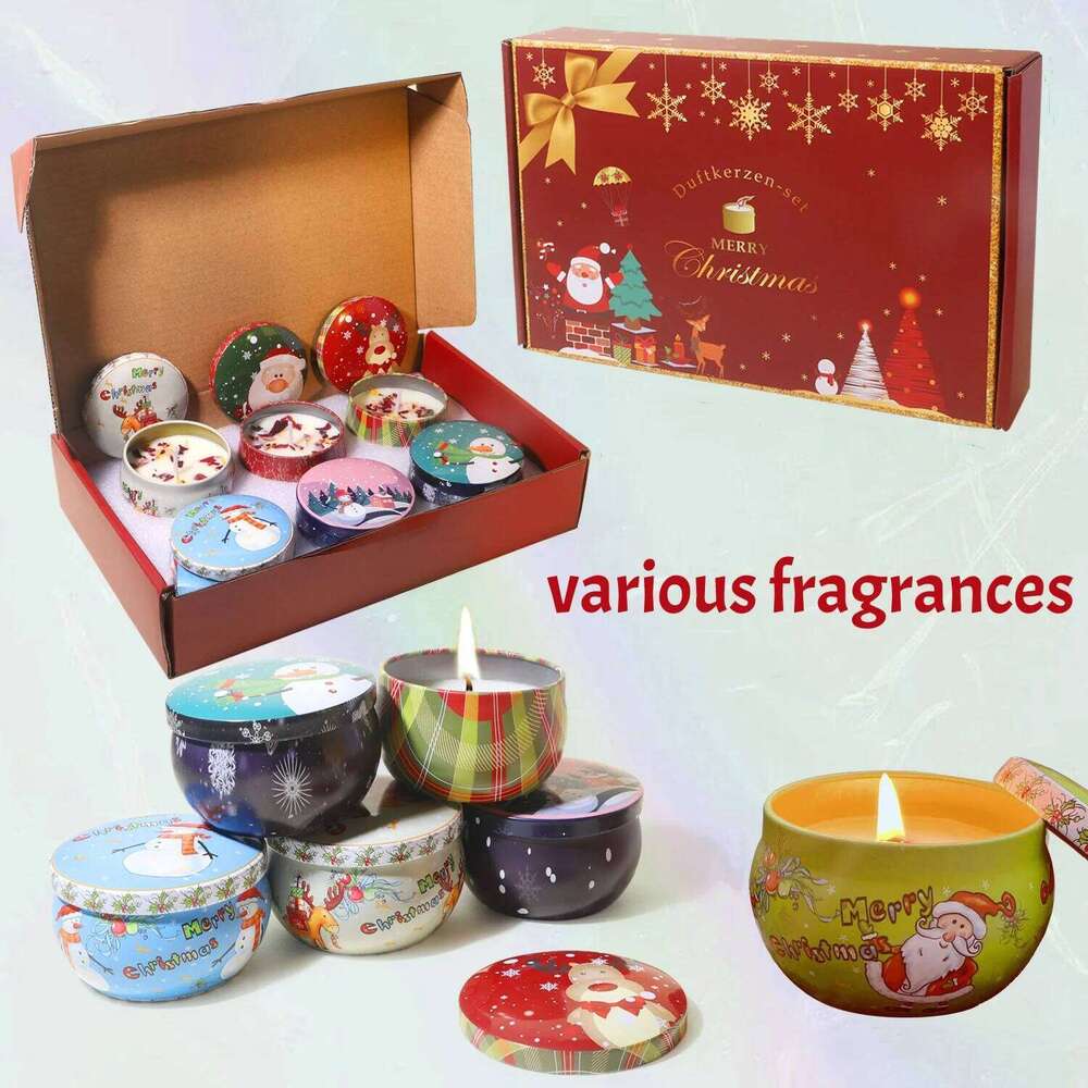 Christmas Aromatherapy Candles Rose Freesia Vanilla Scented Candle Smokeless Plant Wax Holiday Decor Perfect Festival Gifts W260304 W260305