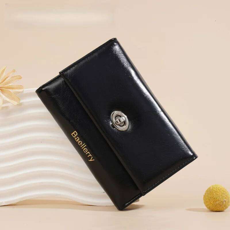 New Simple Solid-Color Three-Fold Wallet Women, Fashionable Multi-Functional Zipper Lock Short Money Clip, Multi-Slot Card Case C260304