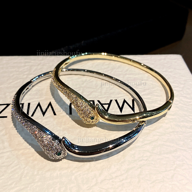 2026 Designer Bracelet Luxury Trendy Genuine Gold Plated Zircon Serpentine Women's Bracelet European And American Exaggerated Personalized Fashio