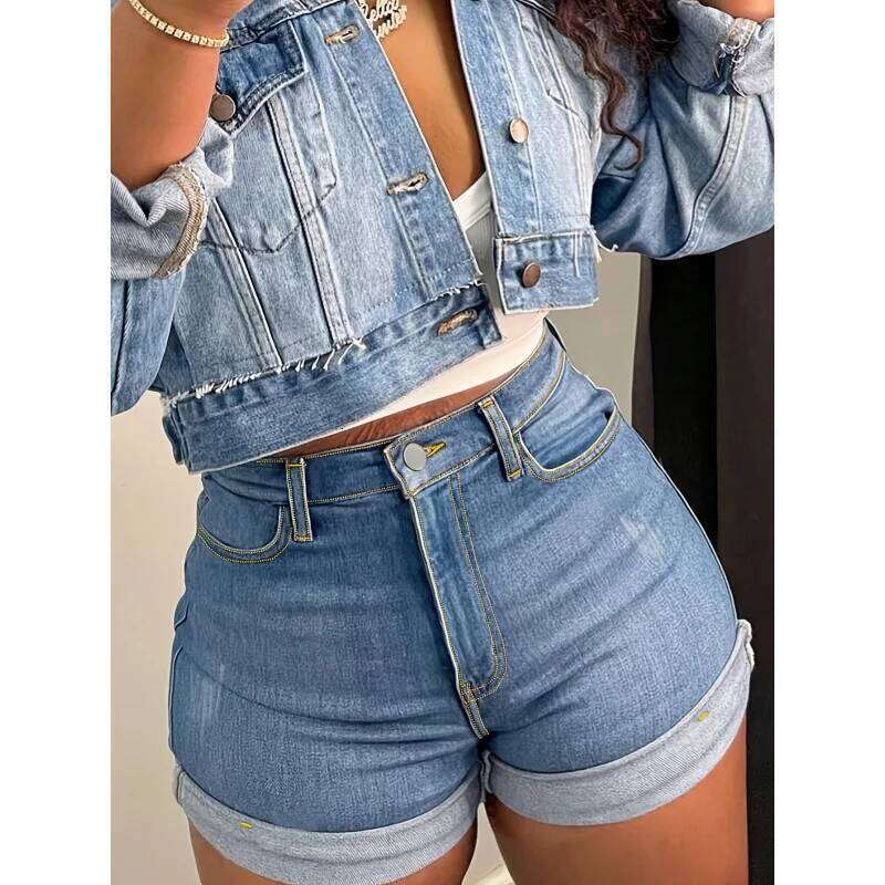 Fashion Peach Hip Women's Sexy Versatile Jeans;Women's Short Jeans XJ260305