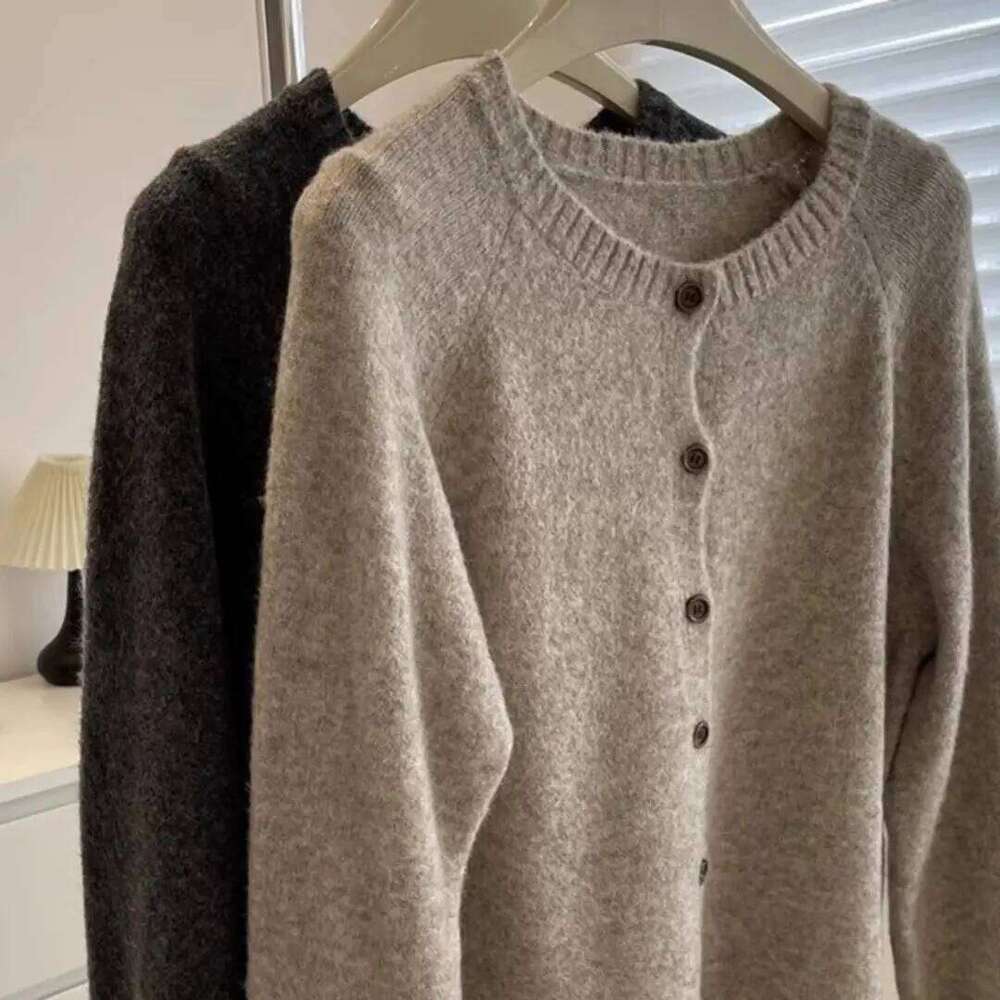 WinvyNee Women's Clothing Merino Wool Camel Cardigans O Neck Long Sleeve Sweaters Solid Outerwear Knitted Tops Autumn B1683005 XJ260305