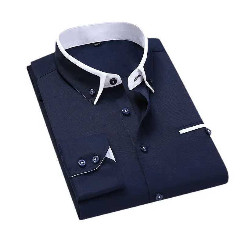 Mens Summer Casual Cotton Long-Sleeved Shirts / Male Slim Fit Spring Lapel Business Men Dress Shirt Tops Brand Clothing M260305