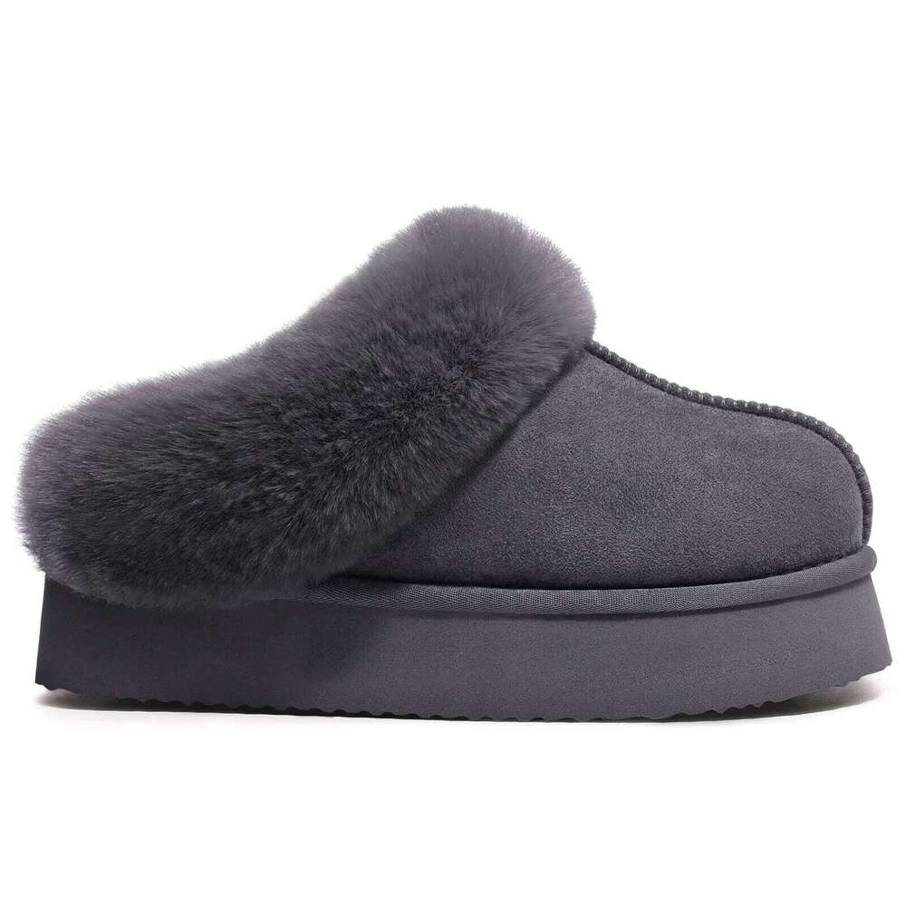 Kidmi Winter Fuzzy Women Platform Plush Memory Foam Slippers Indoor Fluffy House Shoes Soft Non-slip Cozy Slipper
