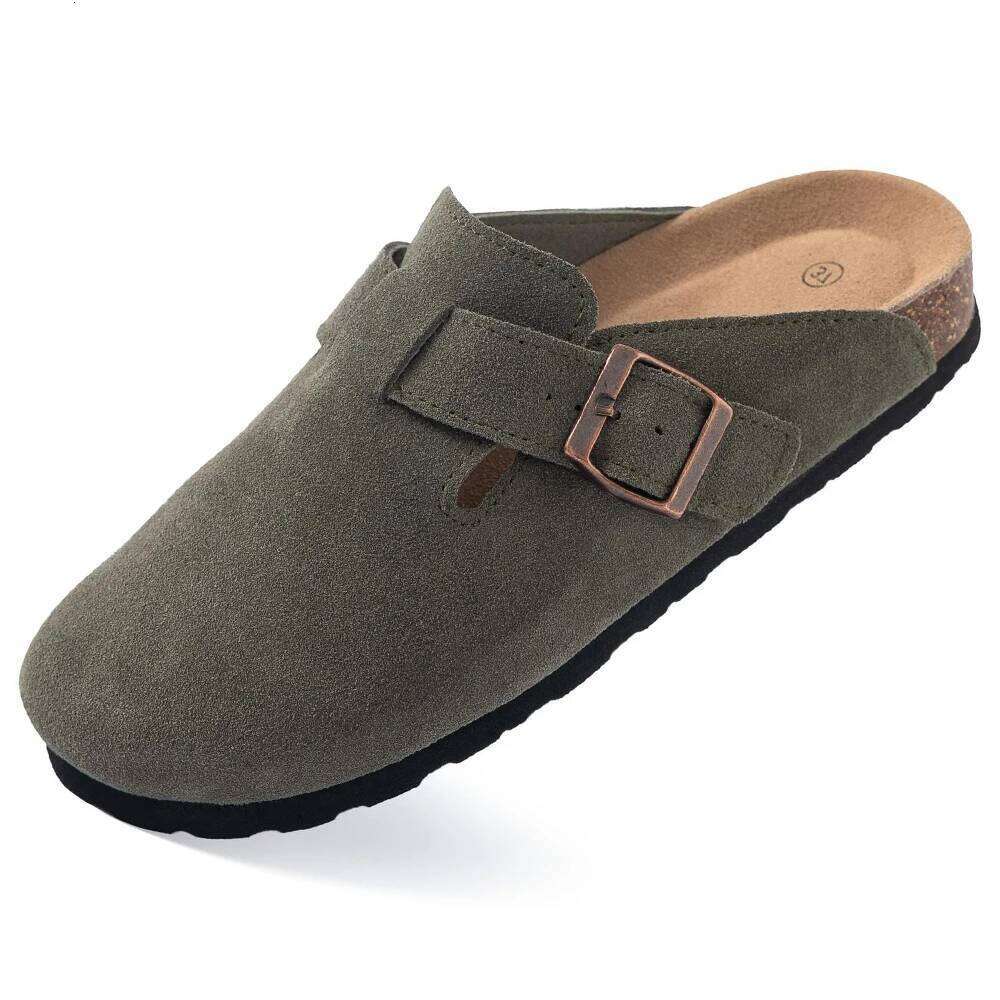 Kidmi Fashion for Women Men Unisex Slip-on Potato Footbed Suede Cork Clogs and Mules Nonslip Vacation Beach Shoes
