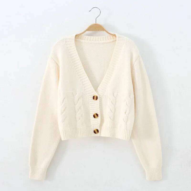 Short style high-waisted slim plastic sweater women spring new single-breasted knitted cardigan twist small jacket XJ260305