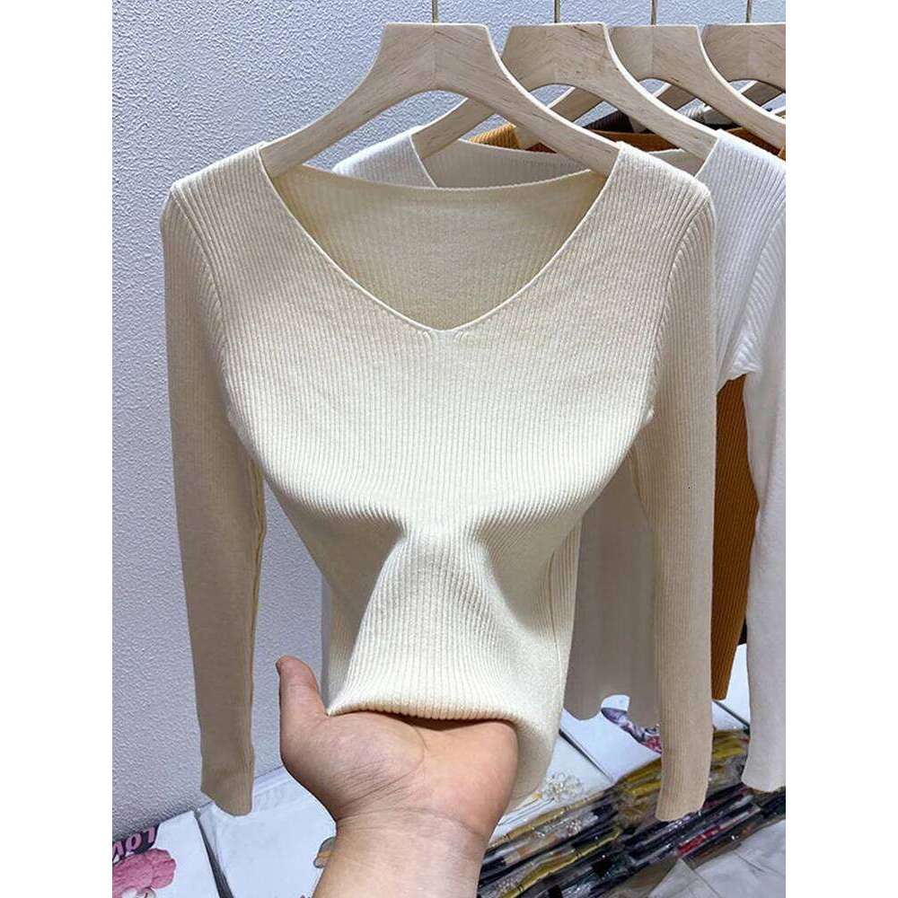 2026 Casual Long Sleeve Knitted V Neck Pullover Autumn Winter Women Sweaters Femme Basic Solid Jersey Tops Fashion Clothes XJ260305