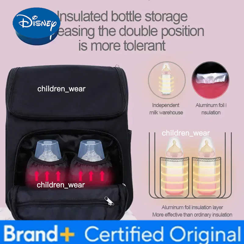 Disney Original New Diaper Bag Backpack Cartoon Cute Baby Bag Luxury Brand Fashion Baby Diaper Bag Large Capacity High Quality H260305