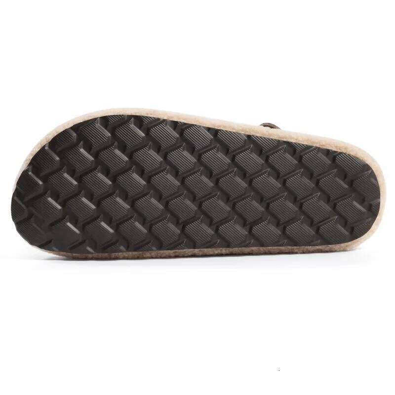 Kidmi New Winter Furry Womens Adjustable Buckle Slip On Cork Insole Slides Fluffy Comfy Slippers With Arch Support