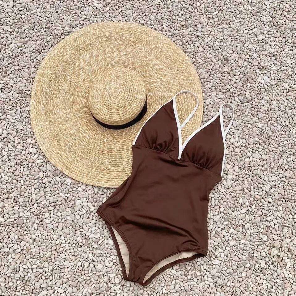 Women's 2024 Women Bikini Solid Color Swimsuit Backless Sexy One-Piece Hot Spring Swimwear Bath Suits M-XL Y260303