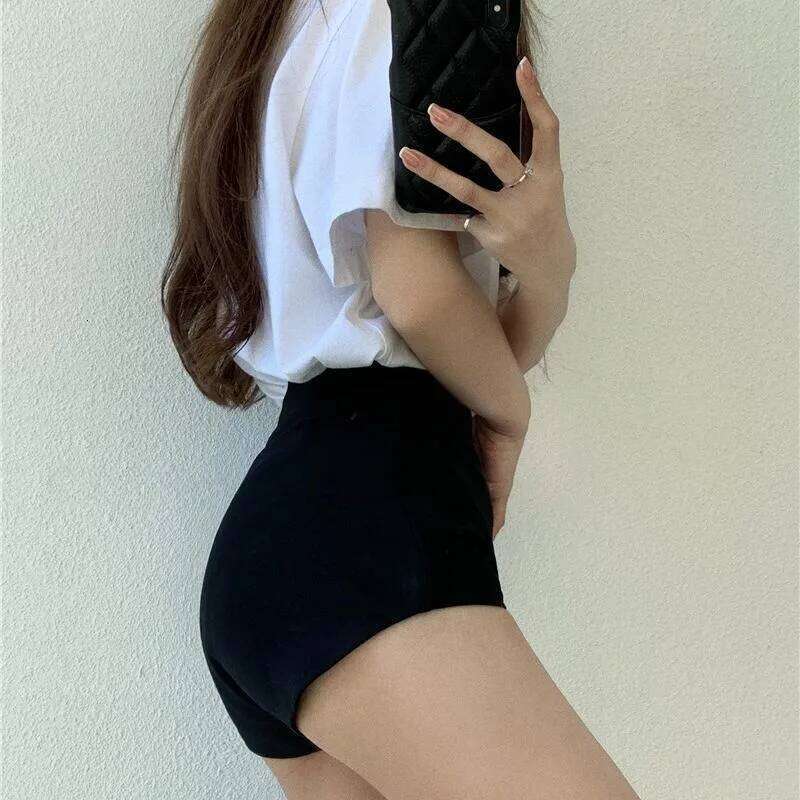 Black Shorts Women Skinny High Waist 5XL Solid Summer New Hot Girl Dancing Hipster K Pop Sexy Club Streetwear Hip Hop Casual Ins XJ260305