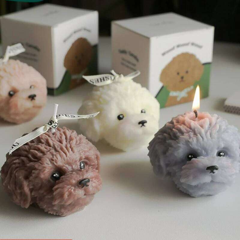 Plush Dog Shaped Scented Cartoon Animal Soy Wax Candle, Home Decoration, Valentine's Day Birthday Gift for Girls W260304 W260305