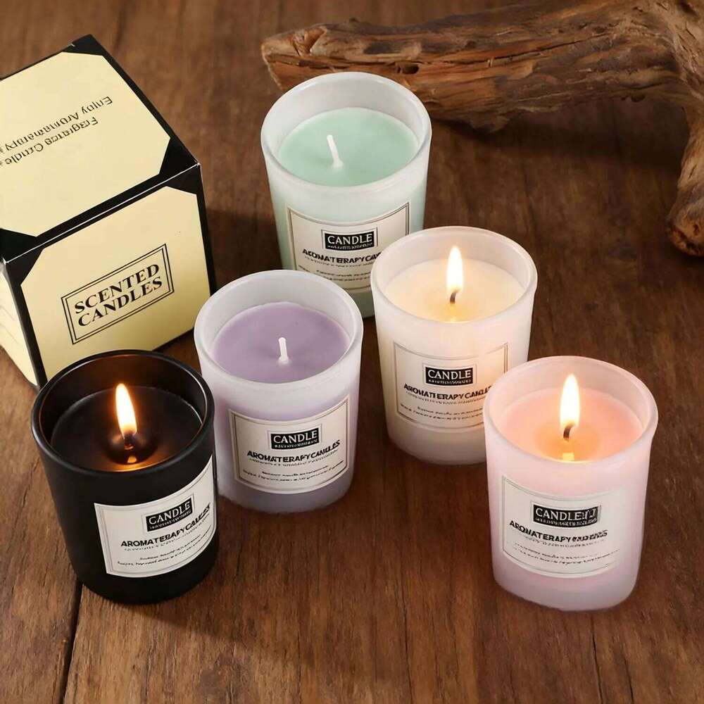 1pc Smokeless Matte White Glass Cup Candle - Long Lasting Scented Decor, Multi-Purpose Aesthetic for Home Office W260304 W260305