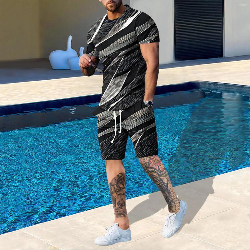Men's Tracksuits Arrives T-shirts Shorts 2PCS Suit Summer Fashion Color Matching Mens Streetwear